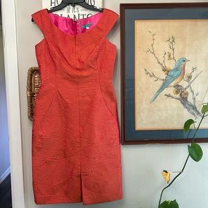 Pentimento Orange Iridescent Crinkle Sheath Dress